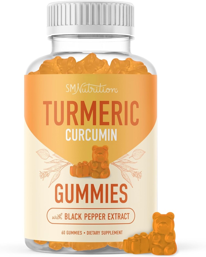 성인 (60 조사, 30 일 공급)에 대 한 심황 Gummies - 심황 Curcumin 보충 Gummies w/Black Pepper 합동 지원 * - 생강 맛, 비 GMO, Vegan, 글루텐 자유로운 합동 보충교재