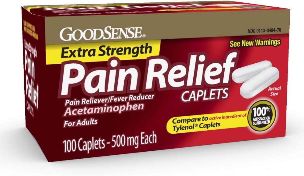 GoodSense 여분 힘 고통 구호 - Acetaminophen 캡슐 500 mg - 두통, 근육 Ache, 관절염 구호, 100 조사