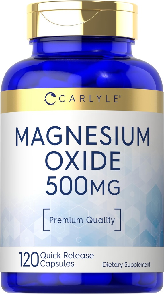 Carlyle 마그네슘 산화물 500mg | 120 캡슐 | 프리미엄 품질 | Non-GMO 및 글루텐 무료 보충