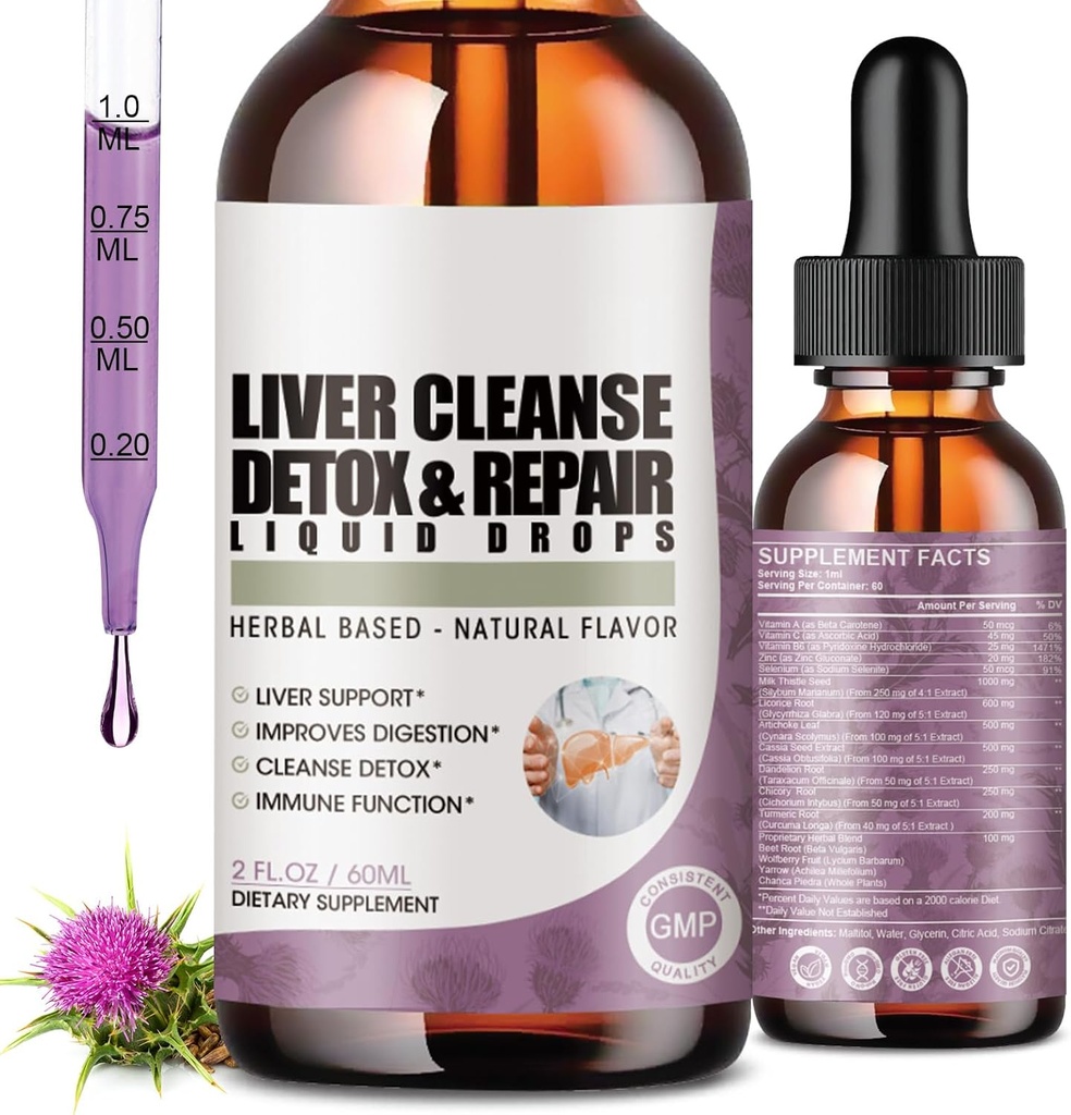 2 팩 Liver Cleanse Detox & 우유 이틀, Artichoke 추출물, Liver Cleanse & Detox, Antioxidant, Digestive Support, Vegan - 4 Fl Oz 용 액체 드롭