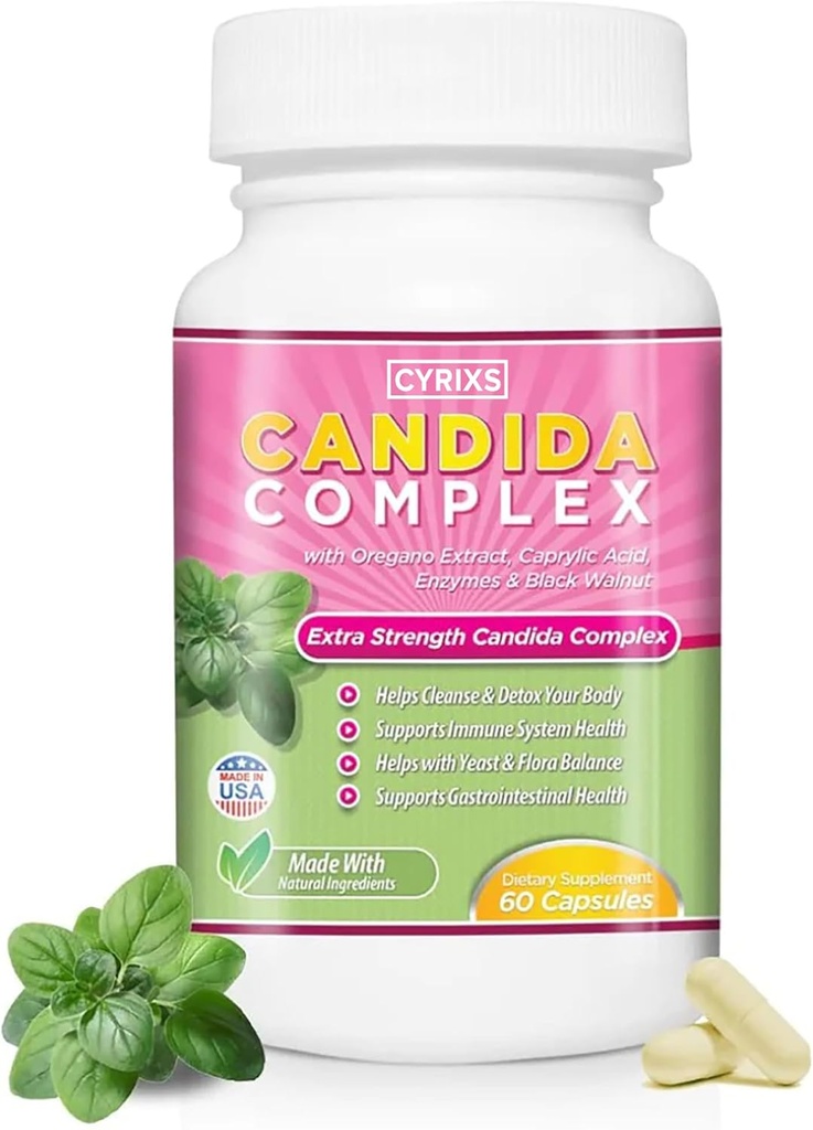 Candida Complex | 면역 체계를 밀어주십시오 | 허브, 항진균제, 효소 및 프로바이오틱스를 가진 모든 자연적인 Gut Cleanse | Candida 제거 | Reoccurrence