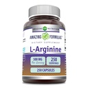 Amazing Formulas L-Arginine Supplement | 500 Mg | 250 캡슐 | 남성용 아미노산 보충 | 비 GMO | 글루텐 프리 | 미국