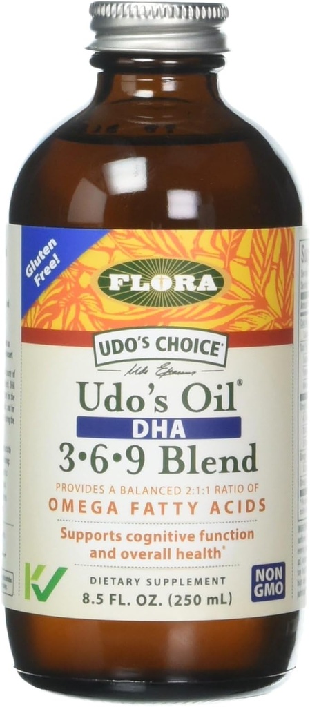 UDO의 트리플 오메가 3-6-9 DHA 오일 혼합, 8.5 온스 - 비 GMO & 글루텐 무료