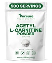 Purisure Acetyl L 카르니틴 분말, 250g, ALCAR 분말, 아미노산 보충교재, 더 나은 인지 성과 및 근육 내구시간을 위한 Acetyl L 카르니틴 보충교재, 글루텐 자유로운, 비 GMO, 500의 서빙