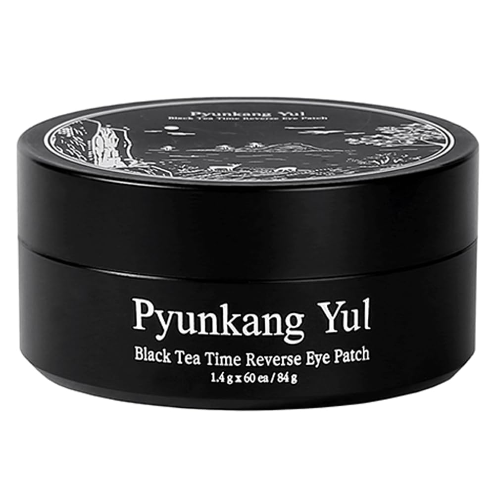 Pyunkang Yul PKY Black Tea Time Reverse Eye Patch for Anti-Aging, Deep Nourishing with low-Molecular Collagen, Dark Circles & Fine Line Care with Kombucha, 한국 스킨케어 (30쌍)