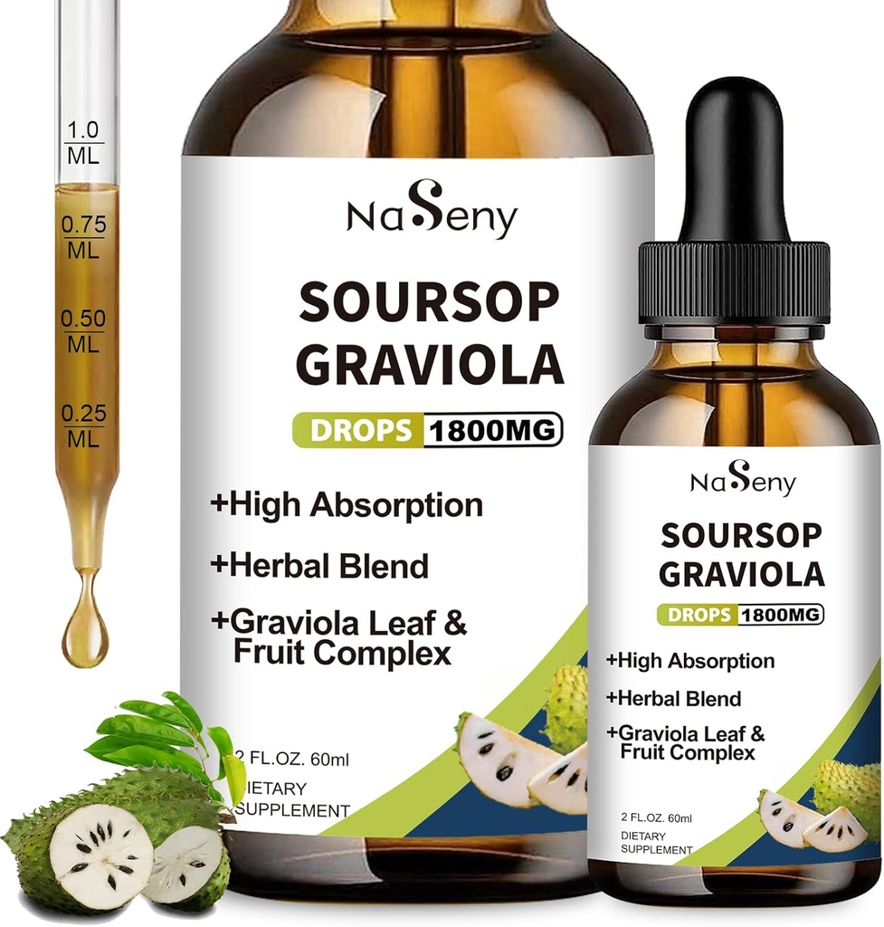 Soursop Bitters 액체, Immune, 산화 방지제, 소화, Graviola 과일 및 잎 추출물 낙하, 세포 지원 & 재생, 매일 보충교재, 2 FL OZ를 위한 비타민을 가진 초본 추출물