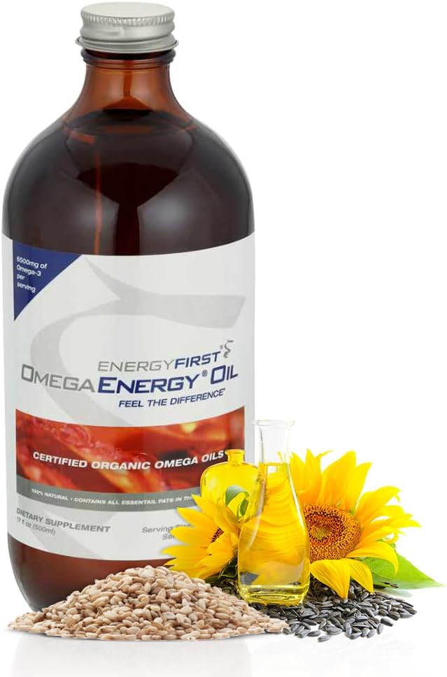 EnergyFirst Omega Energy Oil - Flaxseed, Sunflower, Sesame & Pumpkin Seed Oil, Vegan Antioxidant 및 12oz를 가진 Omega 3 & 6 보충교재