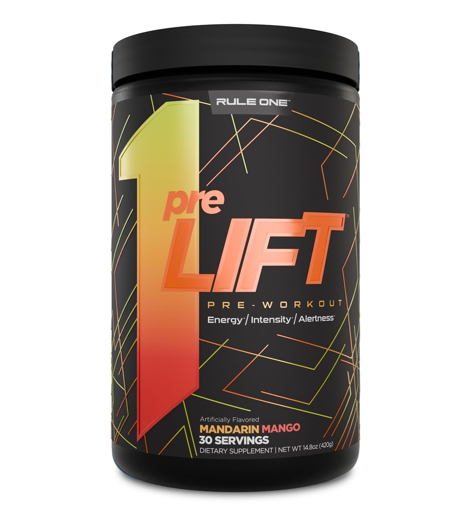 규칙 1 preLIFT Pre-Workout - 6g Citrulline, 3.2g Beta Alanine, 3 Caffeine Sources + 20 Energy, Alertness 및 Endurance (30 봉사, Mandarin Mango)에 대한 기타