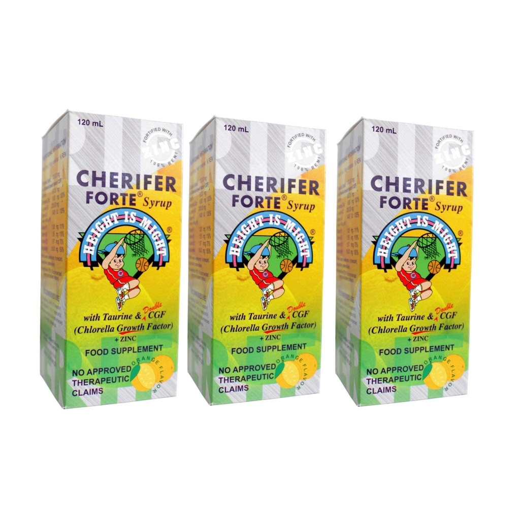3 CHERIFER Forte Syrup w/Taurine & 두 배 Chlorella 성장 인자 + 아연 120ml