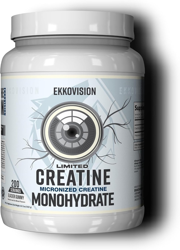 Ekkovision 크레아틴 Monohydrate 분말, Micronized, Glacier 거미, 전 운동 & 포스트 운동은 남자 & 여자를 위한 보충을, 에너지 지원, Shakes, 매끄러운 & 음료, 200의 서빙에서 섞게 쉬운, 에너지 지원