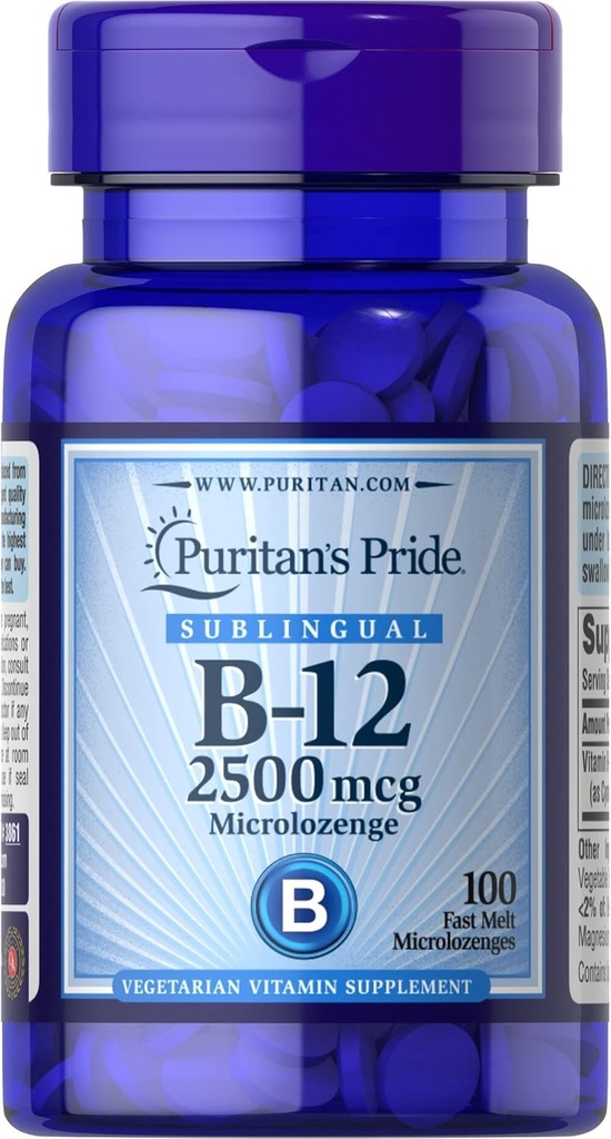 Puritan의 Pride 비타민 B-12 2500 mcg Microlozenges, 100 조사