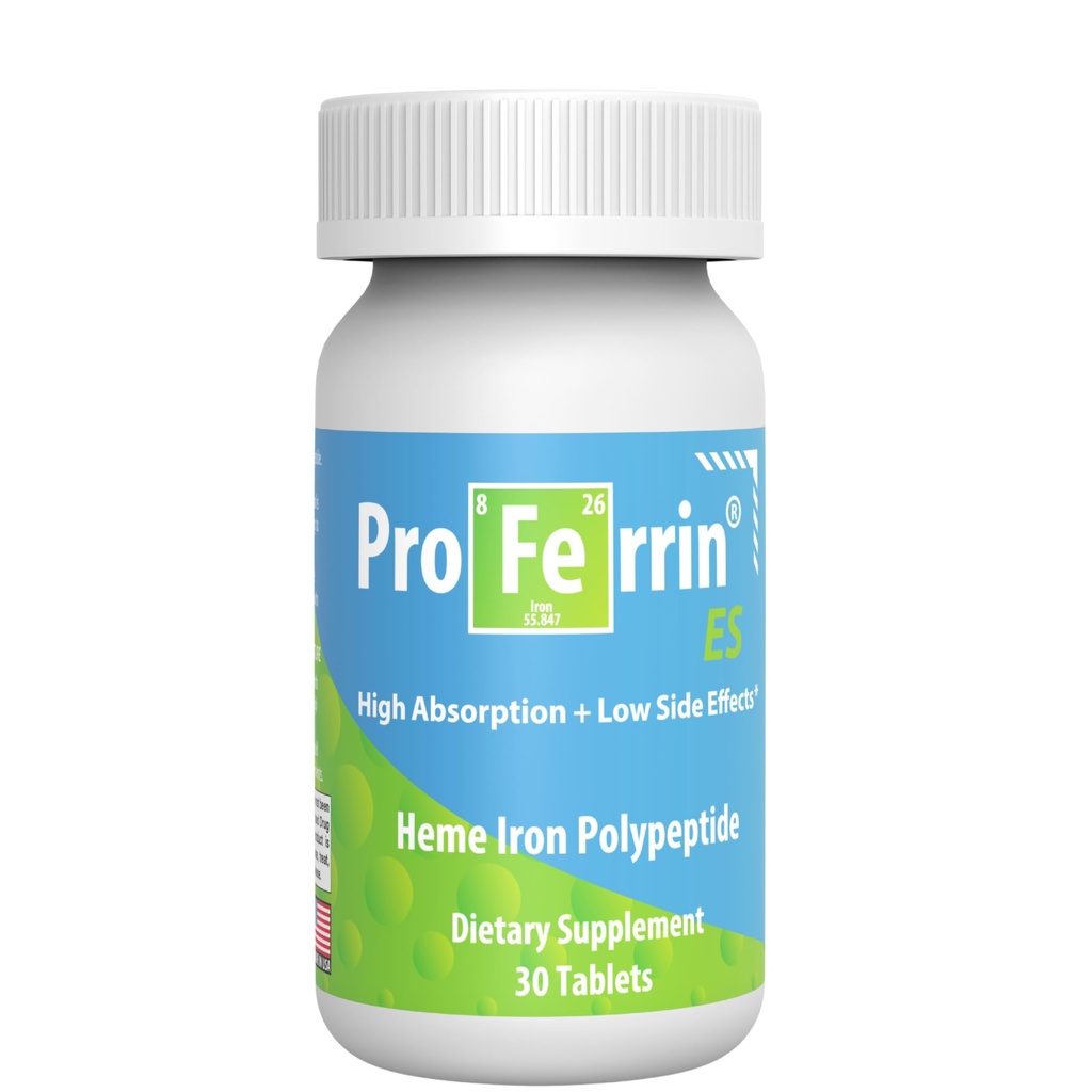높은 흡수 Heme 철 Polypeptide의 Proferrin ES- 10.5mg. 미국에서 만든. 30 정제. Gut에 쉬운. 커피, 칼슘 또는 PPI의 영향을받지 않습니다.