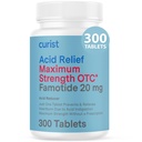 Curist Famotidine 20mg 벌크 팩 (300 카운트 정제) Heartburn 완화를위한 산성 Reflux 약 - OTC 최대 강도 Stomach 산성 흡진기 - Indigestion Heartburn 완화를위한 안티 산성 완화 정제