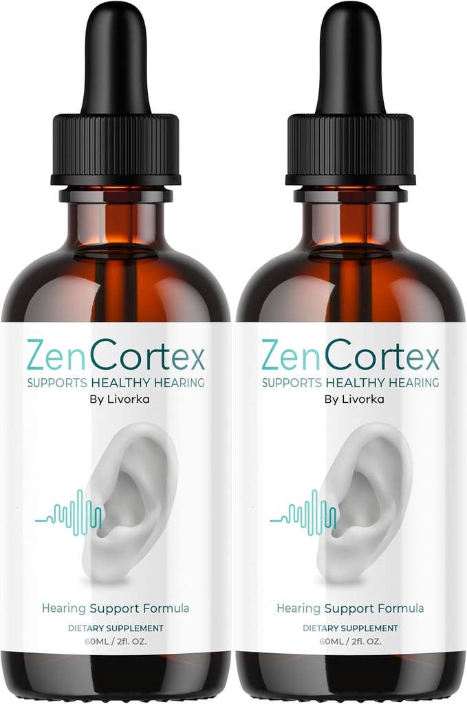 LIVORKA ZenCortex Drops, 귀 건강을위한 액체 보충, 60 일 동안 2 병 지원 - 2 팩