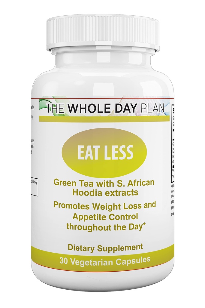 WHOLE DAY Plan EAT LESS - 여성과 남성을위한 체중 감량 알약은 빠른 작동 - 식욕 억제제 지방 버너, 미국에서 30 캡슐,