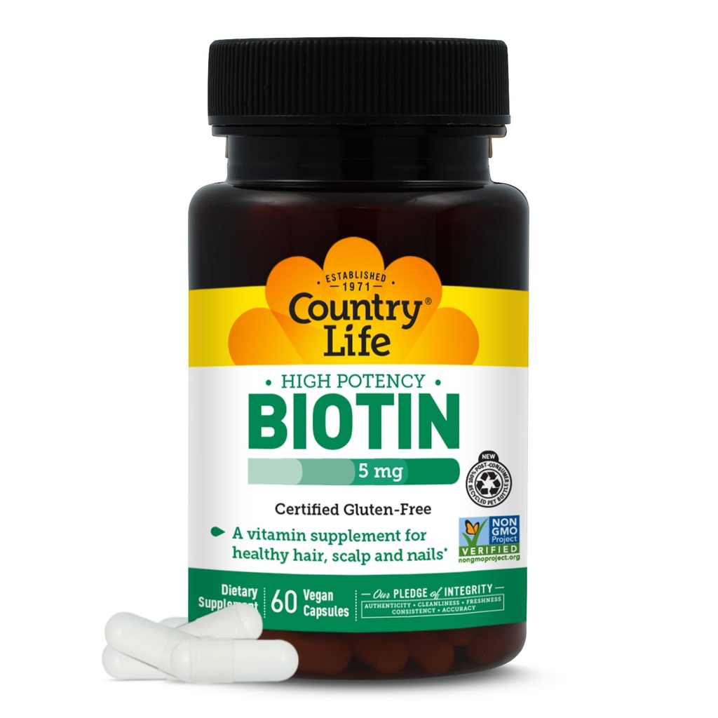 국가 생활 - Biotin 높은 효능, 5 mg - 60 채식 캡슐