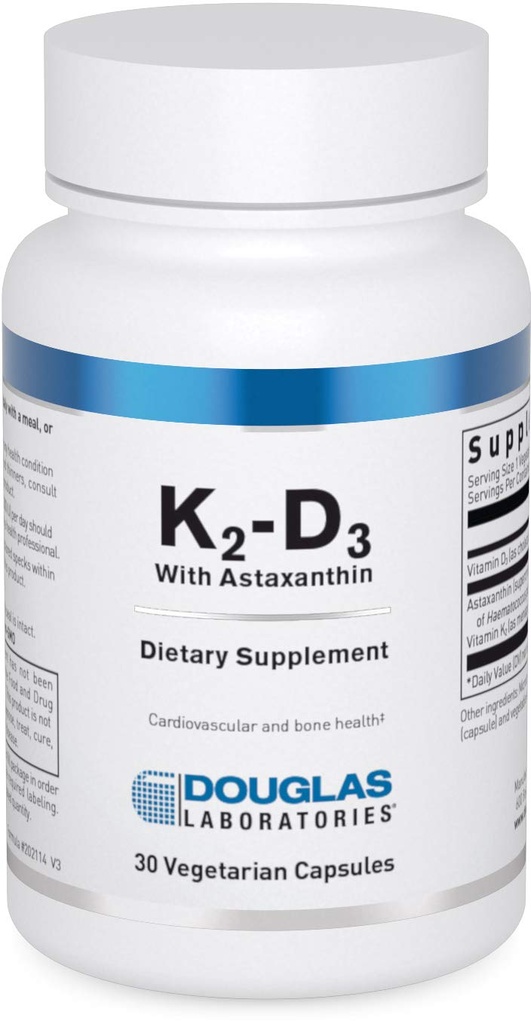 Astaxanthin과 함께 Douglas Laboratories K2-D3 - 뼈, 면역 기능 및 혈관 건강 * - Menaquinone-7 및 D 비타민 - 30 채식 캡슐