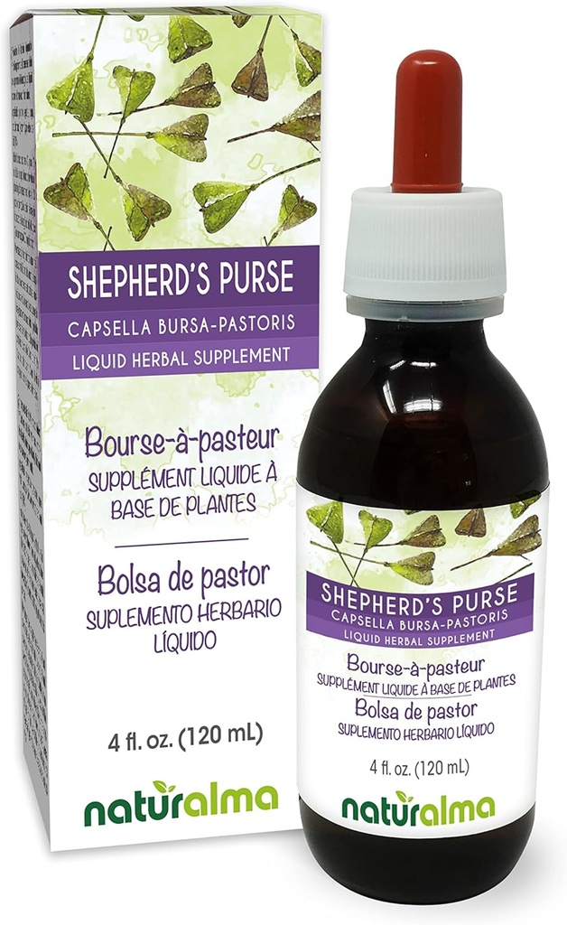 Naturalma Shepherd 's Purse (Capsella Bursa-pastoris) 허브 알코올 - 무료 Tincture - 드롭 4 fl oz 액체 추출물 - 초본 보충 - Vegan