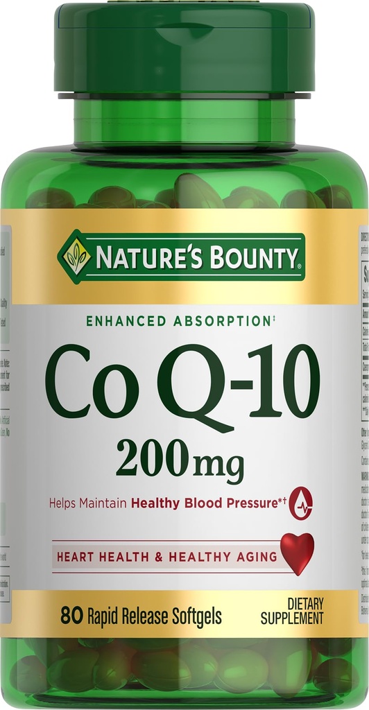 Nature's Bounty CoQ10의 지원 심장 건강, 규정식 보충교재, 200mg의 80 급속한 방출 Softgels