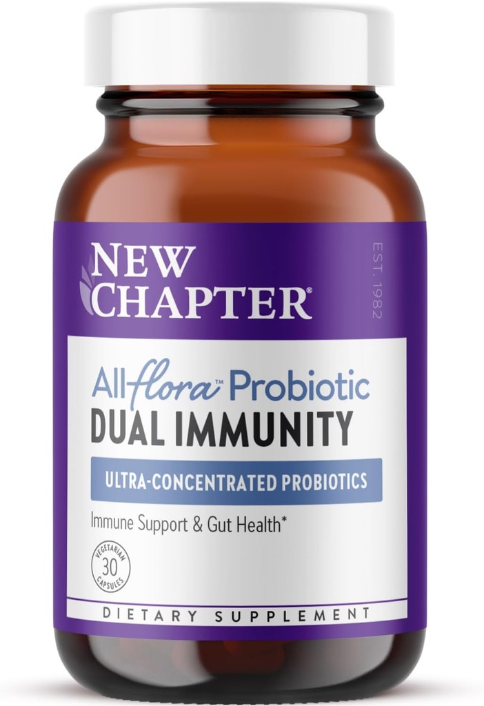 새로운 장 All-FloraTM Probiotic Dual Immunity, Clinical-Strength Ingredients - Active Immune Support & Gut Health + Immune-Boosting Fermented Postbiotics, 30 ct에 대한 높은 집중된 프로바이오틱스