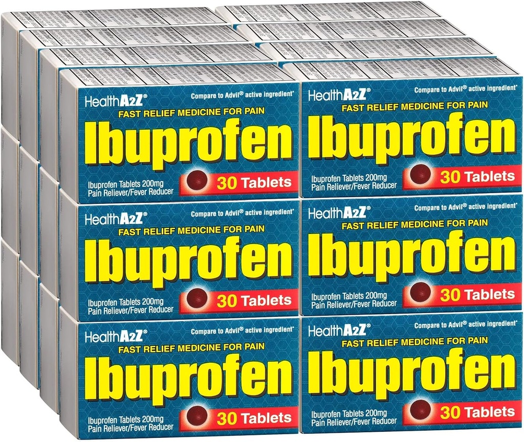 HealthA2Z® Ibuprofen Caplets 200mg | Pain Reliever & Fever Reducer | 30 Tablets (720 Tablets Total)의 24개 팩 | Value Pack | NSAID