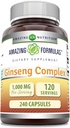Amazing Formulas Ginseng Complex - 1000 Mg Per 서빙, 캡슐 (Non-GMO, 글루텐 무료) 건강한 면역 시스템을 지원 - 에너지 생산 지원 - Boosts Mental Alertness. (240 조사)