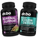 DR. BO Adrenal Support & Colon Cleanse 보조제 - Ashwagandha & L Tyrosine과 함께 중독 피로 보충 - Bowel 운동 지원 및 Gut Stomach Cleaning을위한 15 일 Intestinal Cleanse 알약