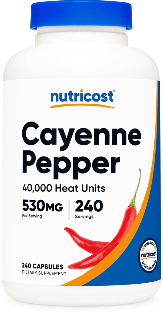 Nutricost Cayenne Pepper 530mg, 240 캡슐 - 40,000 열 단위, 글루텐 무료, 비 GMO
