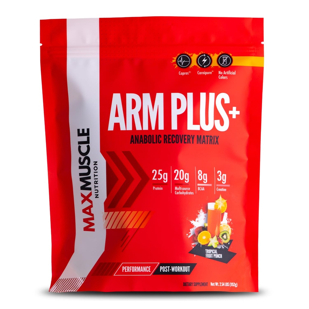 최대 근육 팔 Plus+ 신진 대사 회복 모체 | 25g Protein, 8g Bcaas, 3g Creatine Monohydrate | Whey Protein, Amino Acids, Antioxidants, 글루타민, Electrolytes (Tropical Punch, 2.54 lb)