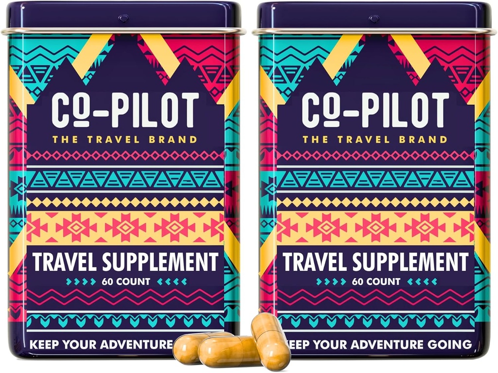보충 2 팩: 제트 라그 예방 + Ashwagandha, Rhodiola, 면역 지원, 에너지, 소화 건강을위한 D3 + | 비행기 여행 필수 다비타민 | Vegan | 120 조사