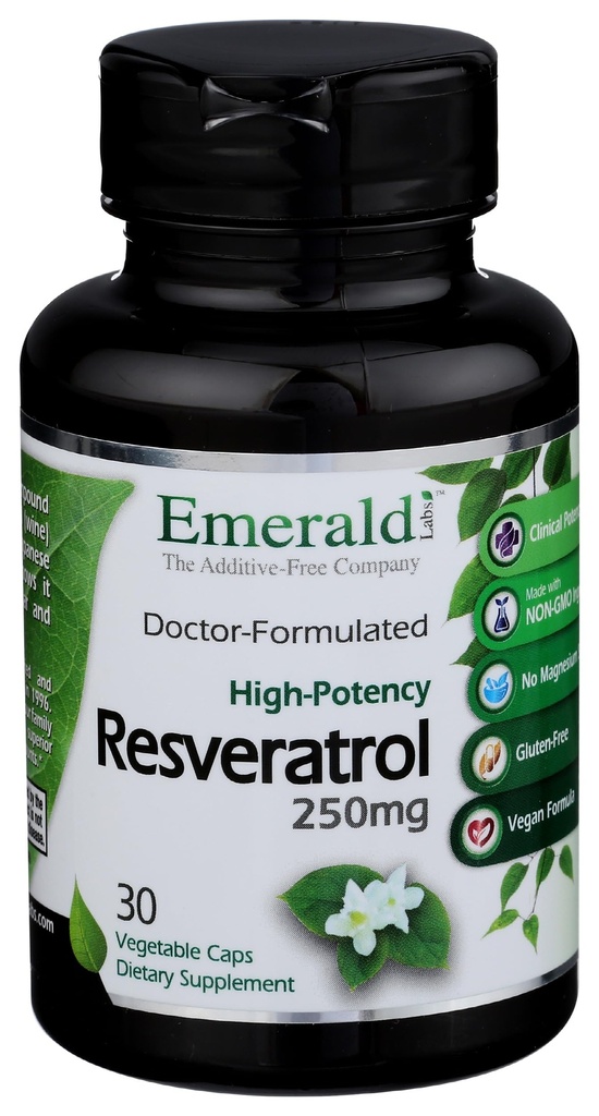 에메랄드 연구소 Resveratrol - 셀룰러 및 심혈관 지원을위한 Resveratrol과 다이어트 보충 - 30 식물성 캡슐