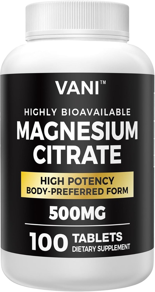 마그네슘 구연산염 500MG 100 정제 Vegan 안전, 높은 흡수