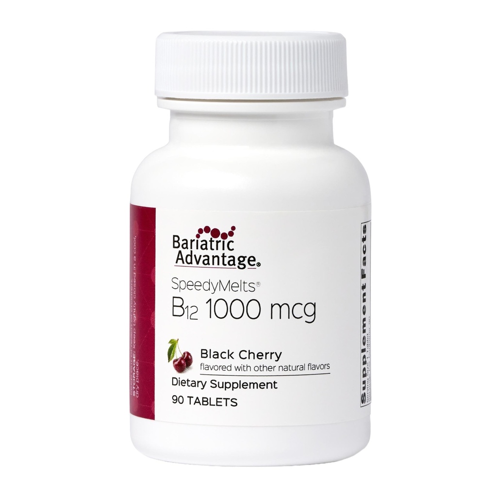 Bariatric 이점 B-12 Speedy 녹는, 비타민 B12 1000 mcg 보충교재, 영양 지원을 위한 Folic 산의 200 mcg를 가진 빠른 녹는 - 까만 버찌, 90 조사