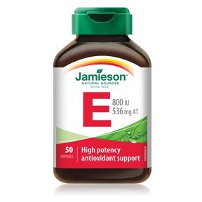 Jamieson 비타민 E 800 IU, 50의 softgels