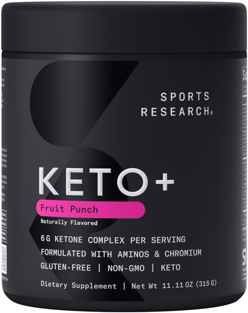 스포츠 리서치 Keto Plus Exogenous Ketones with goBHB - 30 서빙 | 해수, 에너지, 초점 및 Ketosis 용 Keto Electrolyte 분말 | Keto Certified, Vegan Friendly (Fruit Punch)