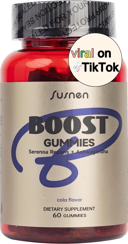 Boost Gummies,Serenoa Repens & Ashwagandha 추출물, 남자, Enhance 몸 기능, 감소 스트레스, 남성 활력 보충교재,콜라 맛 (60 Gummies)