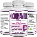 Resveratrol 100mg - 120 Veggie 캡슐 - NAD, 피부 세포 건강 및 에너지를 지원하는 비타민 B3 보충 알약