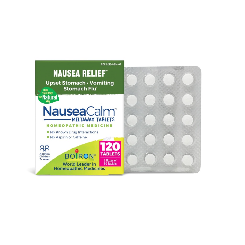 Upset Stomach, Nausea 및 Vomiting에 대한 Boiron NauseaCalm Relief는 Stomach Flu, Overindulgence 또는 Motion Sickness - Non-Drowsy - 120 카운트 (2 팩 60)