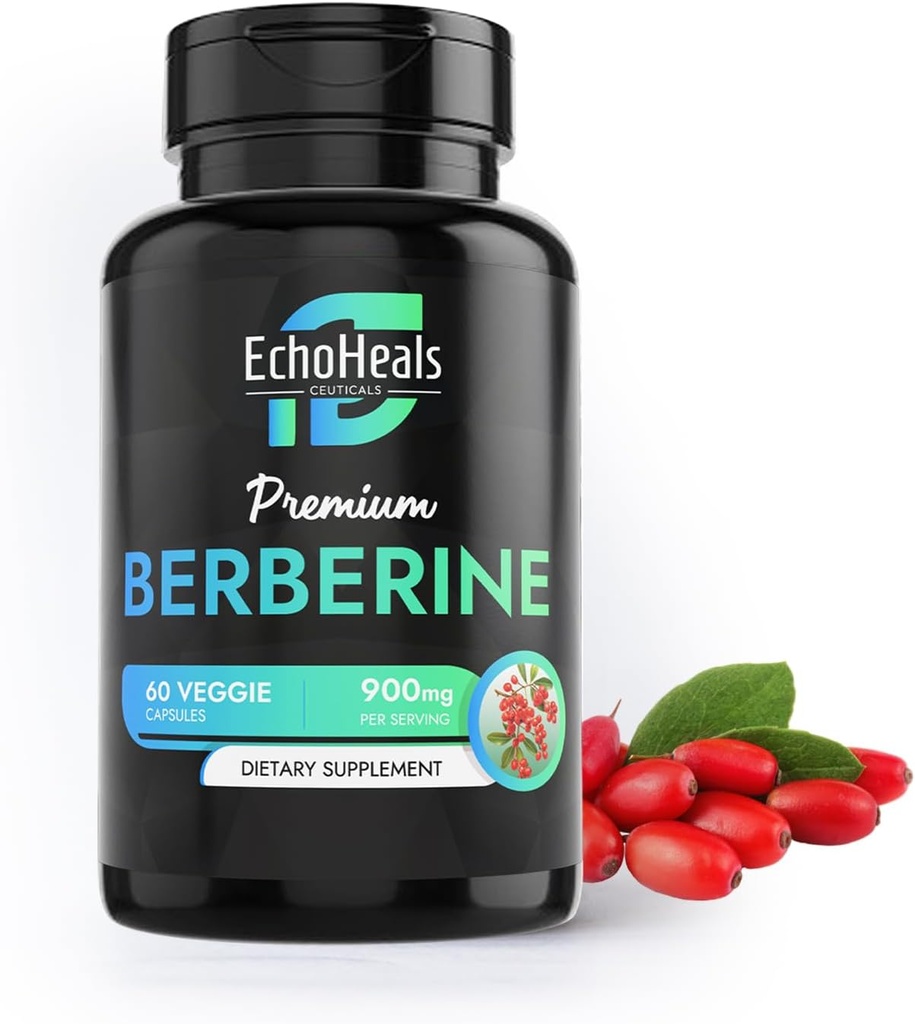 Berberine 보충교재 - Ceylon Cinnamon, Turmeric, Piperine, 비타민 B6, C, D - Vegan-Friendly - 60 식물성 모자, 900mg에 근거를 두는 자연적인 식물.