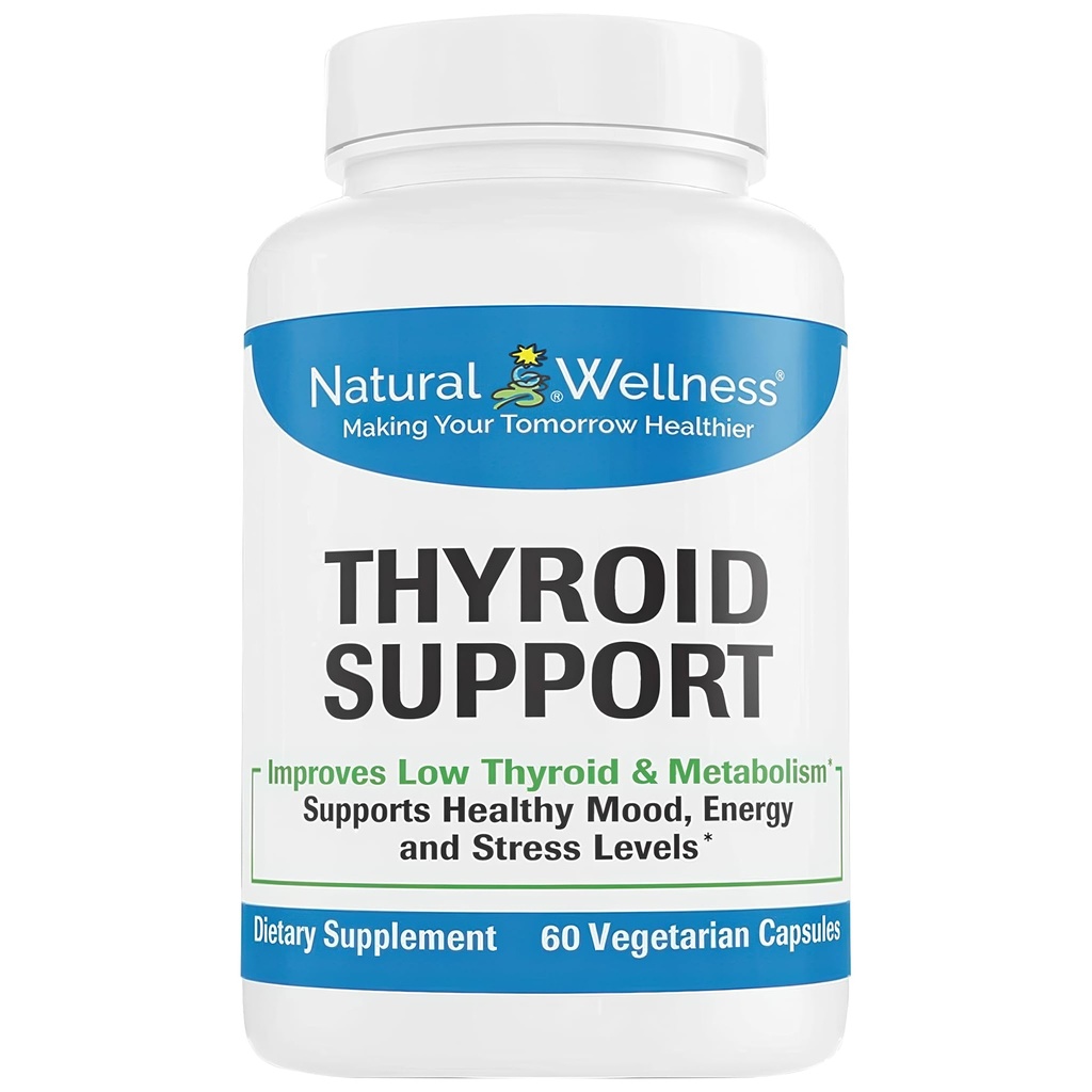 Natural Wellness Thyroid Support – Iodine, Selenium & L-Tyrosine Supplement for Healthy Thyroid Function, Energy 및 Metabolism – 여성 및 남성용 Thyroid Support – 60 채식 캡슐