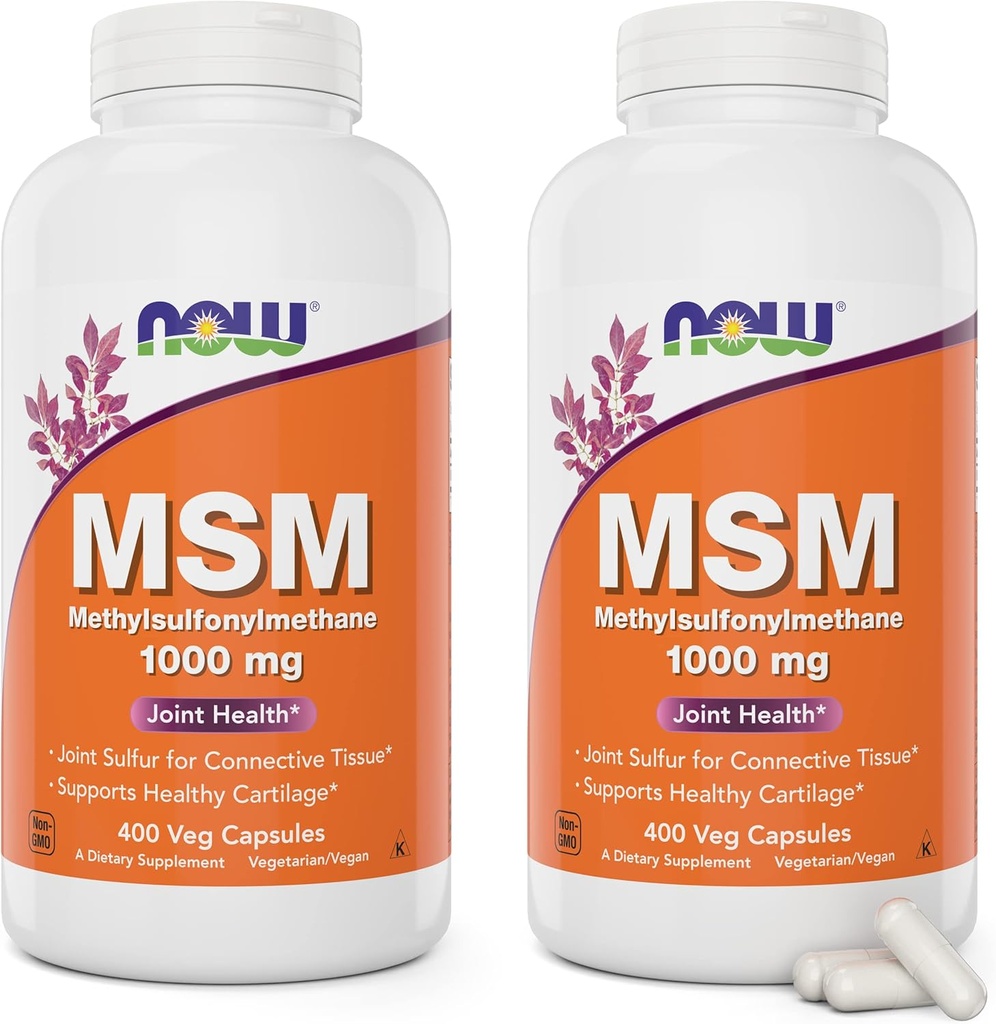 지금 MSM 1000mg, 400 Veg 캡슐 (포장 2) 메틸 Sulphonyl 메탄, 미국, 황 보충교재, 비 GMO, 채식주의자 친절한에서 만드는
