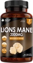 새로운 잎 제품 사자 Mane 버섯 추출물 보충교재 2000mg - 까만 고추를 가진 180 고강도 Vegan 정제 - (노트 분말 또는 캡슐) 영국에서 만드는