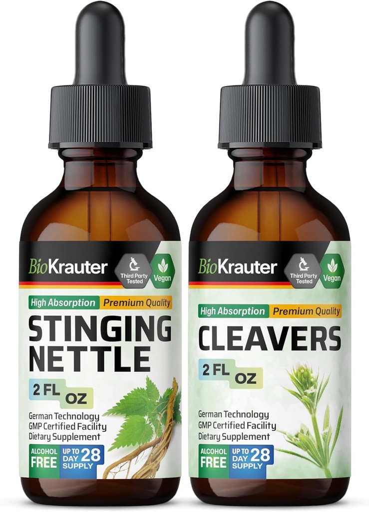 BIO KRAUTER 스팅 Nettle Tincture 2 Fl. Oz. & Cleavers Tincture 2 Fl. Oz.