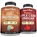 Nutrivein Premium Apple Cider Vinegar 캡슐 및 마그네슘 L-Threonate 번들 : 높은 흡수 마그네슘 Threonate Supplement 및 Apple Cider Vinegar는 두뇌, Gut, & 전반적인 Well-Being 보충제를 보충합니다.
