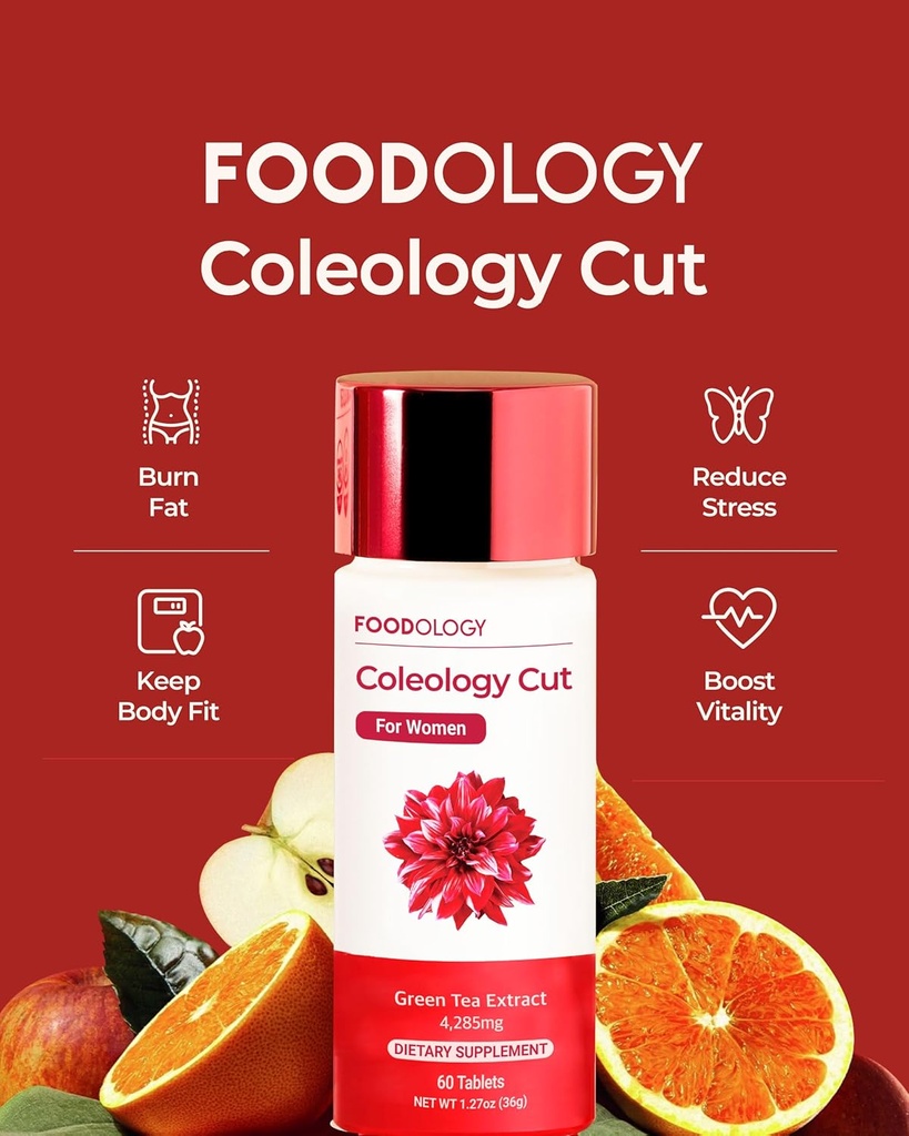 FOODOLOGY Coleology 컷 (1-60 정제, 30 일 포장) - 녹차 추출물. 비타민 및 미네랄.