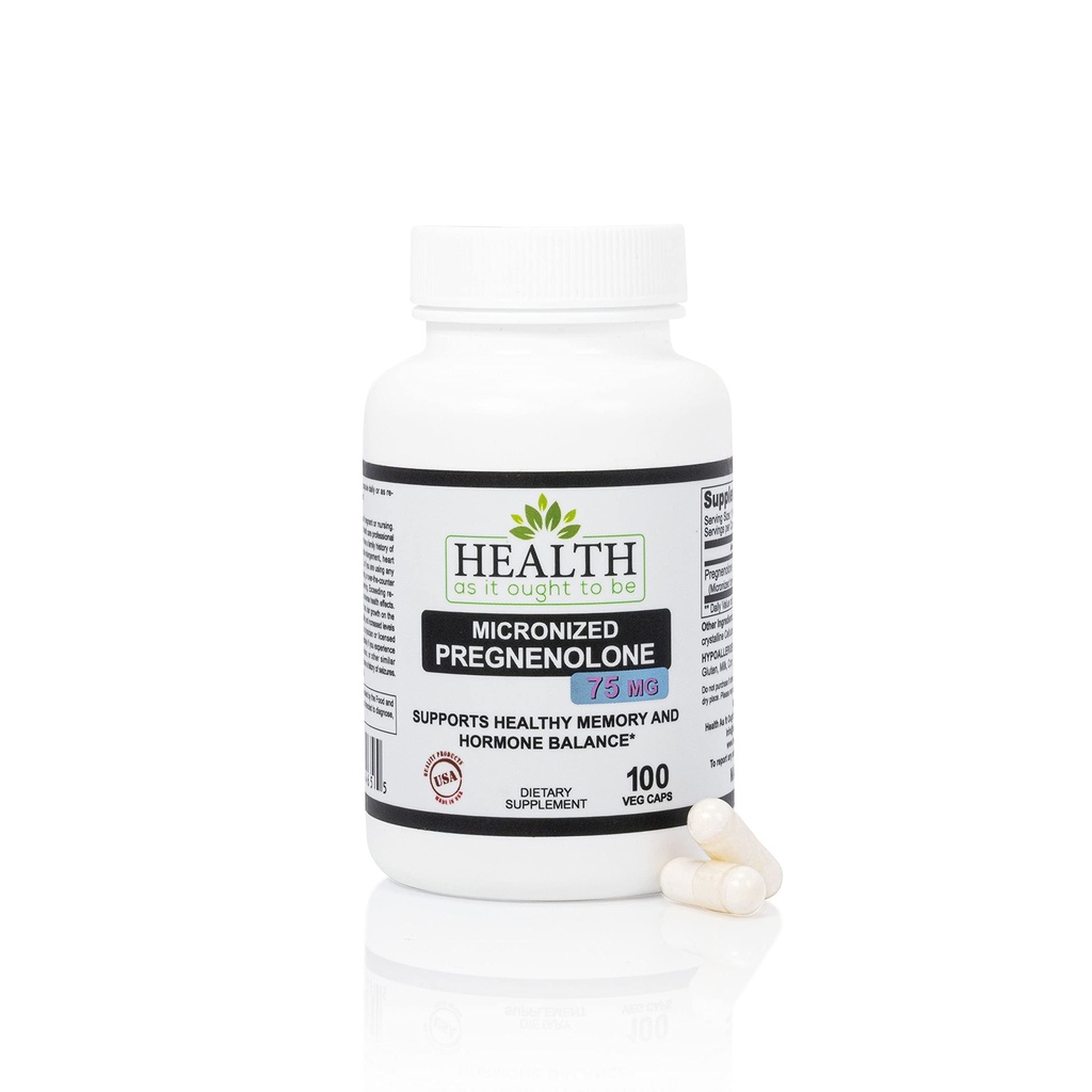 Pregnenolone 75mg 보충교재이기 때문에 건강 – 순수성과 힘을 위해 시험되는 강화된 흡수를 위한 Micronized 모양 | 100개의 캡슐