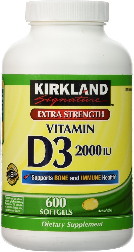 Kirkland 여분 힘 비타민 D-3 2000 IU 600 연약한 젤