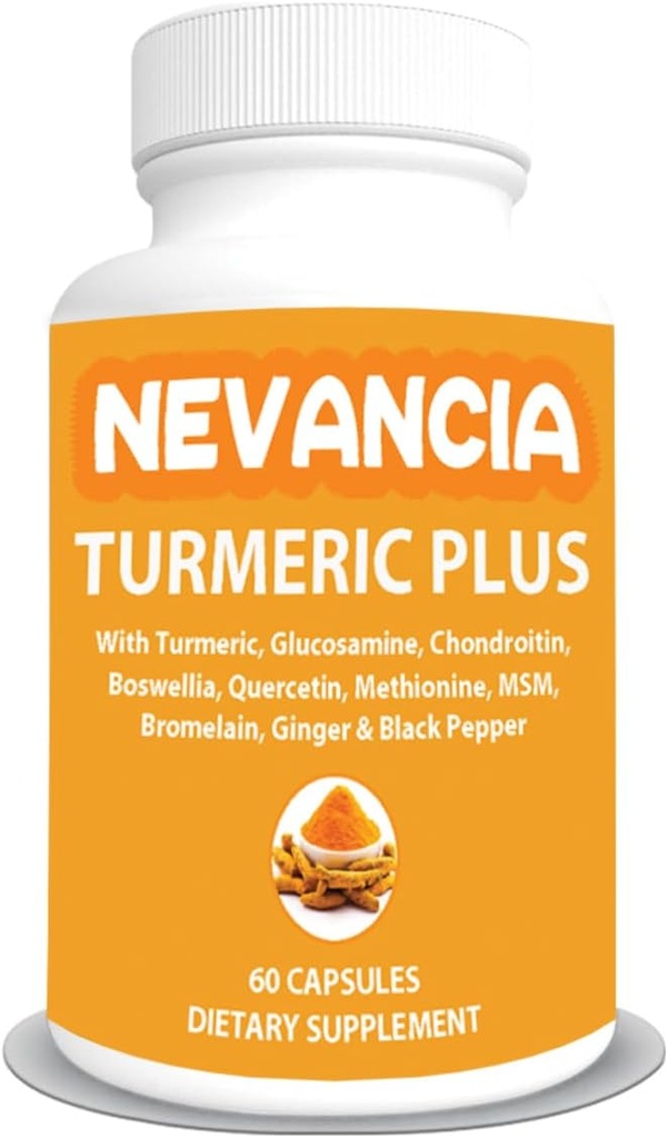 Turmeric Plus - Turmeric, Glucosamine, Chondroitin, Boswellia, Methionine, MSM 및 더 많은 - 10 가지 성분 지원 관절, 뼈, 피부, 소화, 심장 및 면역 건강 - 60 캡슐