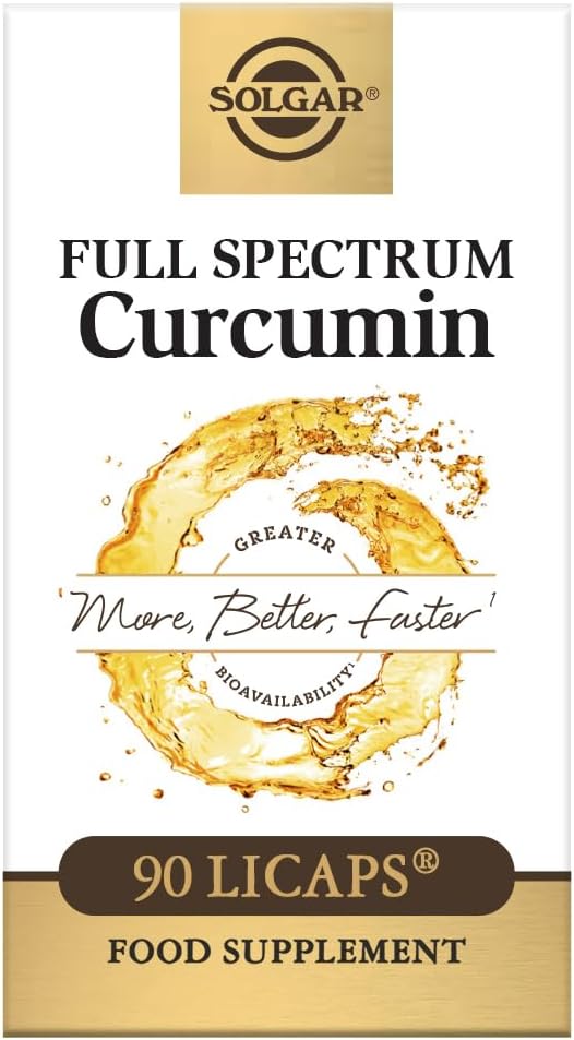 Solgar Full Spectrum Curcumin - 90 LiCaps - 뛰어난 흡수 - 두뇌, 관절 및 면역 건강 - 비 GMO, Vegan, Gluten Free, Dairy Free - 90 서빙