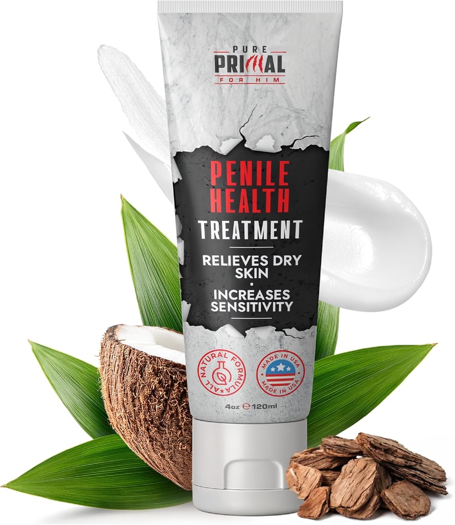 남성을위한 순수한 Primal Penile 크림 – Hydration 피부 지원 및 자극 완화를위한 빠른 흡수성 Penile 건강 크림 – 매일 Moisturizer 치료